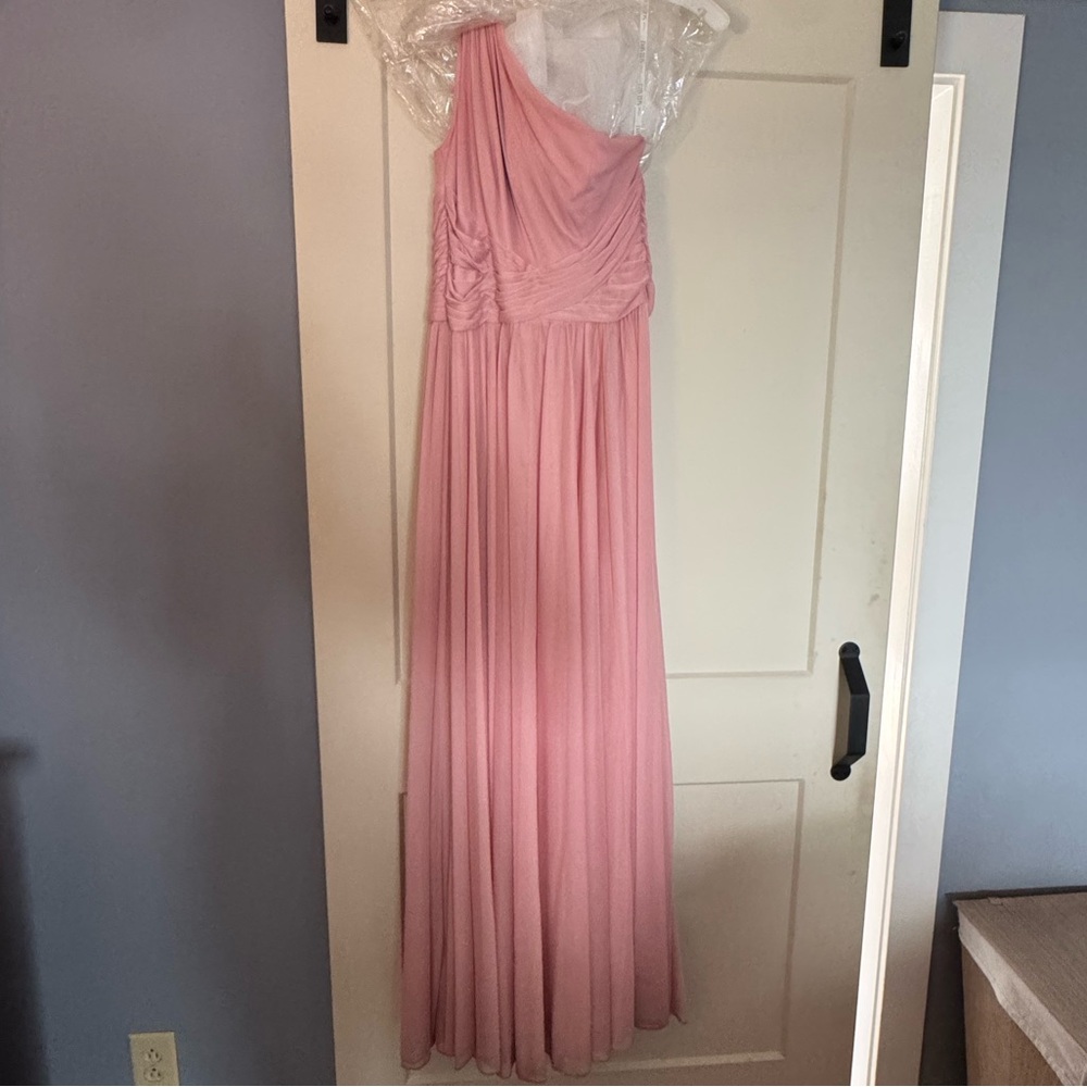 David's Bridal Pink One Shoulder Dress